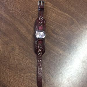 Leather banded fossil watch.